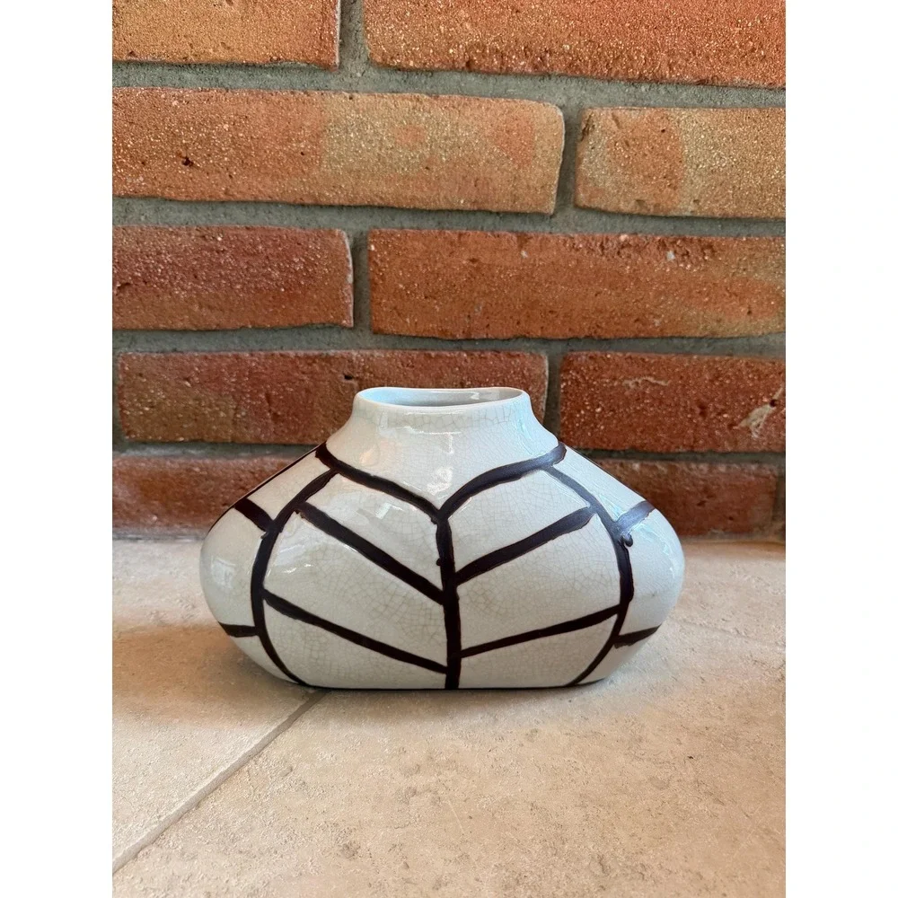 Mid Century Modern Style, Baum Brothers Formalities Geometric Crackle Glaze Vase